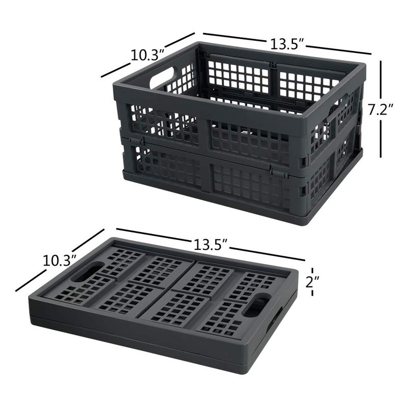 Ggbin 16 Liter Folding Plastic Containers, Grey Plastic Crate, 2 Packs - Image 2